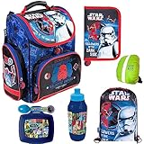 Star Wars 6-Teile Schulranzenset Schulranzen, Federmäppchen, Turnsack, Trinkflasche, Geschirr, Regenschutz Jungen