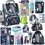 Eiskönigin Frozen XXXL SET 17 Teile Schulranzen Ranzen Federmappe Turnbeutel Brotdose Trinkflasche Schürze Aktentasche Sammelmappe Sporttasche Zuckertüte Malunterlage Etui Aufgabenheft Grundschule