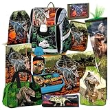Jurassic World Dinosaurier Dino T-Rex 12 Teile Set SCHULRANZEN RANZEN FEDERMAPPE TASCHE Tornister Schultüte 85 cm mit Sticker-von-Kids4shop